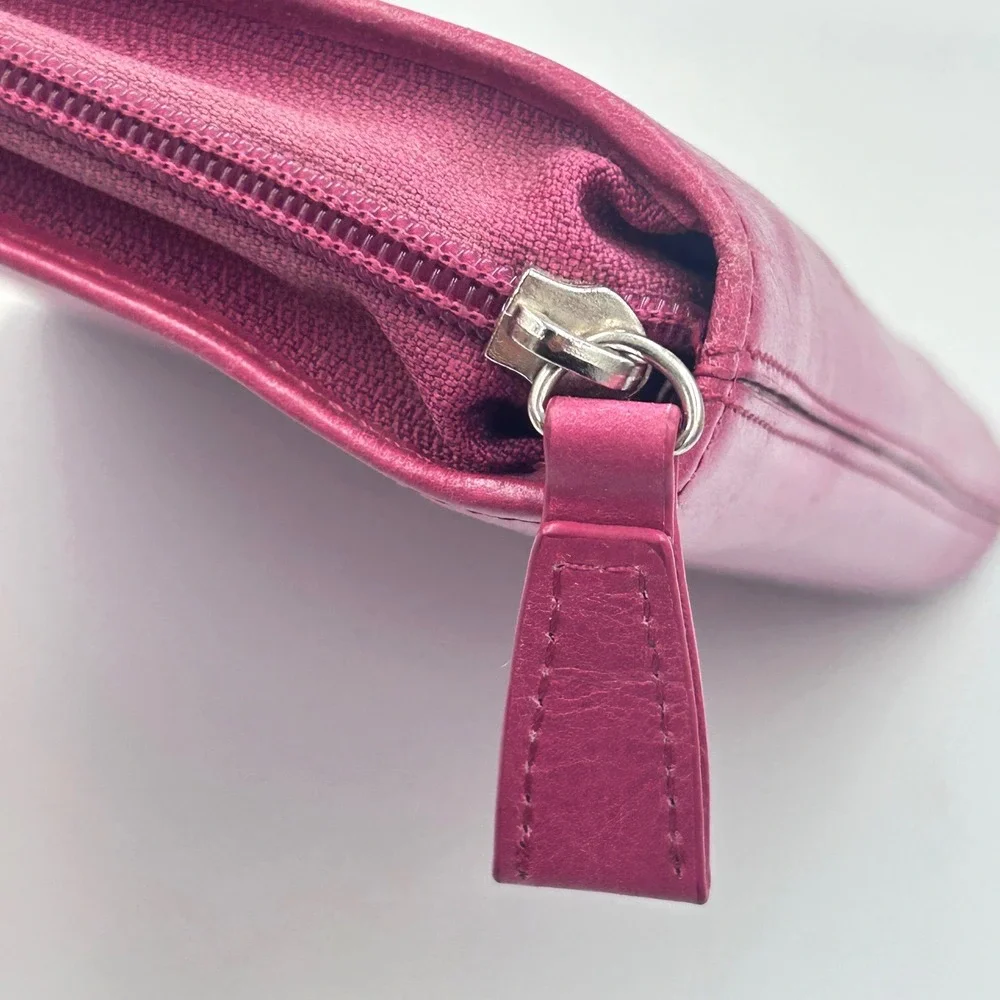 Franklin Covey Full Grain Leather Day Planner Binder Classic 7-Ring Zip Pink Y2K